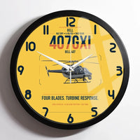 Thumbnail for Bell 407GXi design on yellow framed wall clock