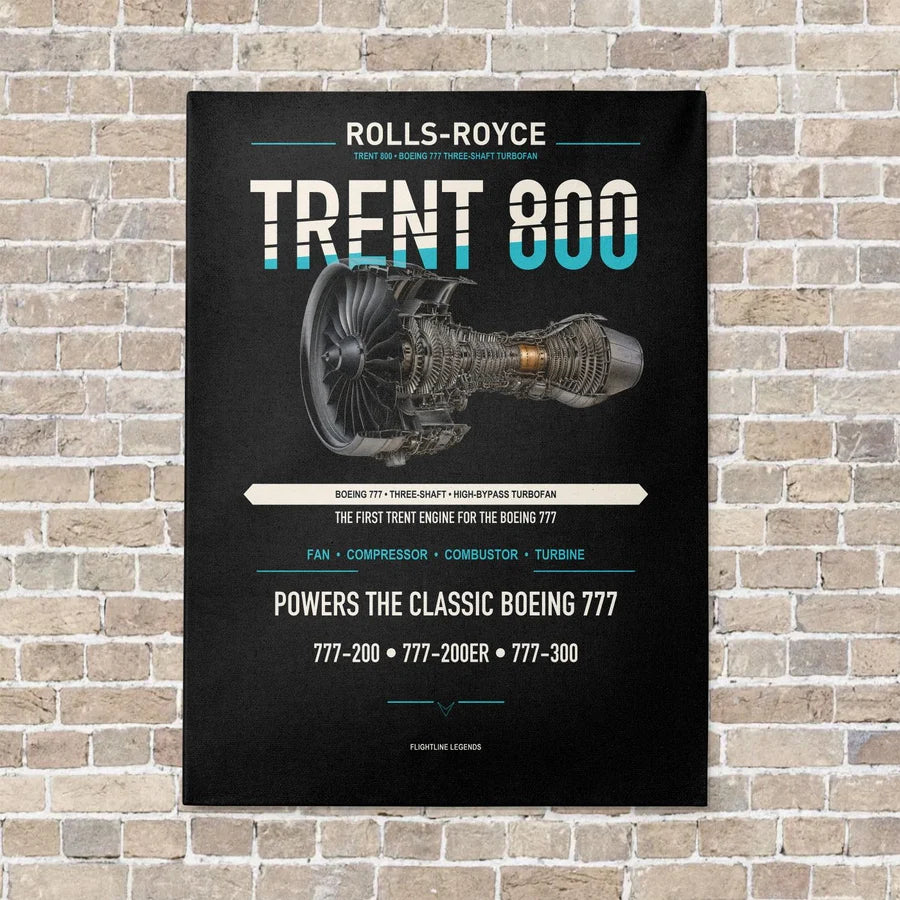 TRENT 800 vertical canvas print - no frame - black background