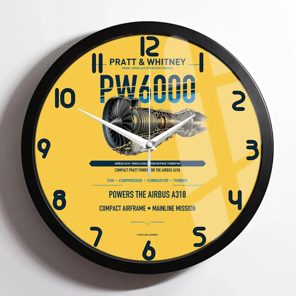 PW6000 design on yellow framed wall clock