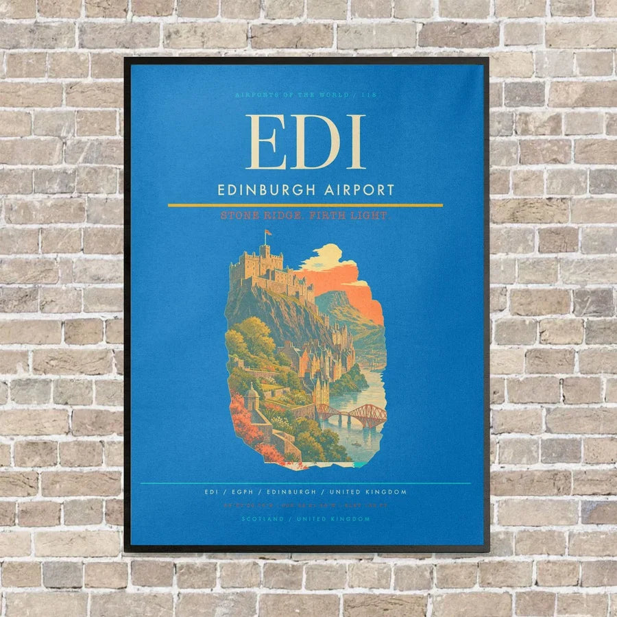 Edinburgh Airport EDI - Canvas Framed - Turquoise