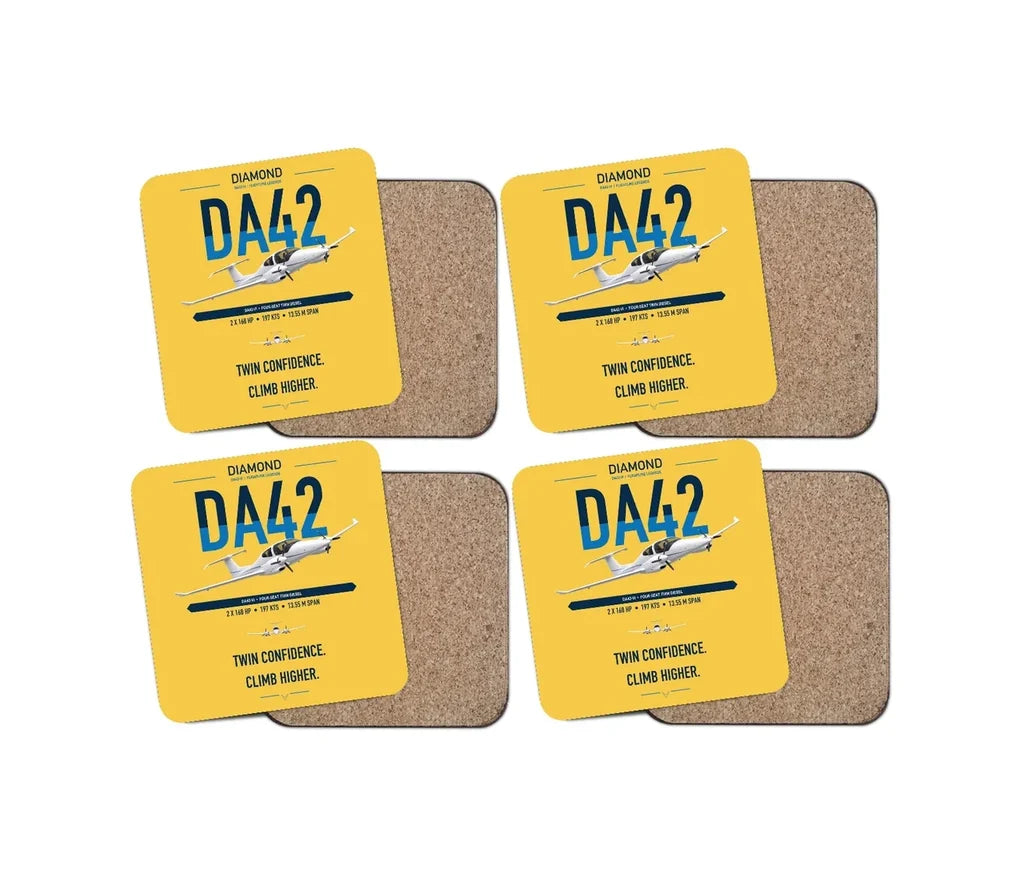 Diamond DA42-VI design on yellow 4 pieces set coaster