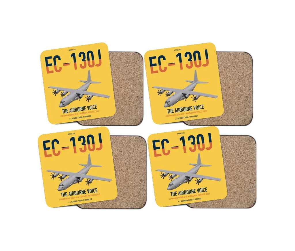 EC-130J Commando Solo III design on yellow 4 pieces set coaster