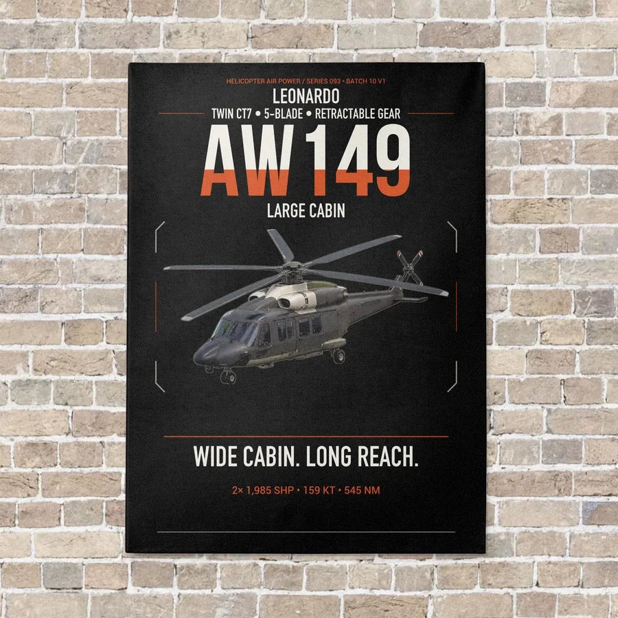 Leonardo AW149 vertical canvas print - no frame - black background