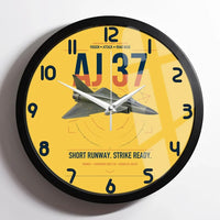 Thumbnail for Saab AJ 37 Viggen design on yellow framed wall clock