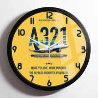 Thumbnail for Airbus A321P2F design on yellow framed wall clock