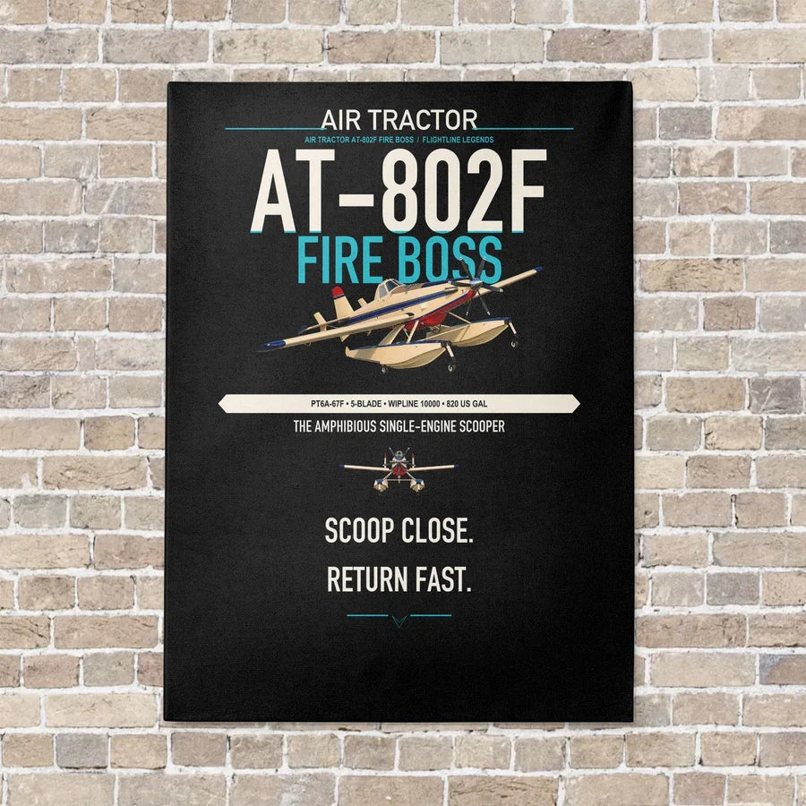 Air Tractor AT-802F Fire Boss vertical canvas print - no frame - black background