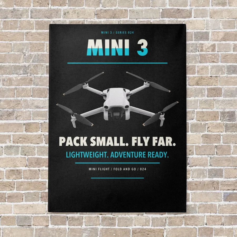 DJI Mini 3 vertical canvas print - no frame - black background