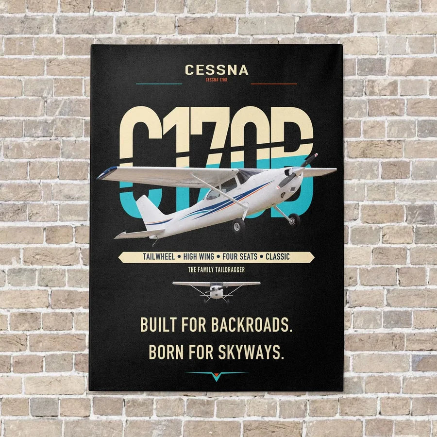 Cessna 170B vertical canvas print - no frame - black background