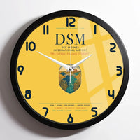 Thumbnail for Des Moines International Airport (DSM) design on yellow framed wall clock