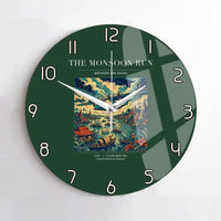 Thumbnail for VINTAGE G4061 - The Monsoon Run - Designed Wall Clocks design on darkgreen no-frame