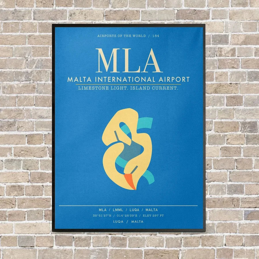 Malta International Airport MLA - Canvas Framed - Turquoise