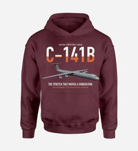 Thumbnail for C-141B Starlifter design on dark red double-side hoodie, single-side print