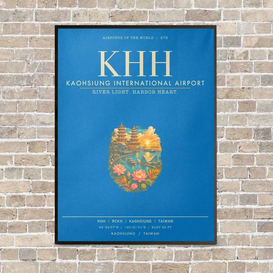 Kaohsiung International Airport KHH - Canvas Framed - Turquoise