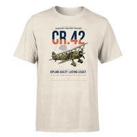 Thumbnail for Fiat CR.42 Falco design on beige t-shirt, single-side print