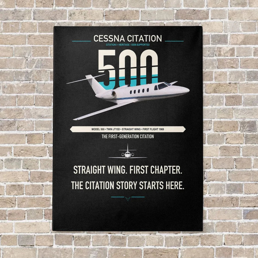Cessna Citation 500 - Citation I vertical canvas print - no frame - black background
