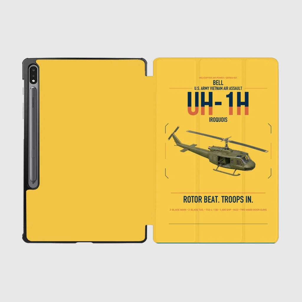 Bell UH-1H Iroquois design on yellow samsung tablet tablet case
