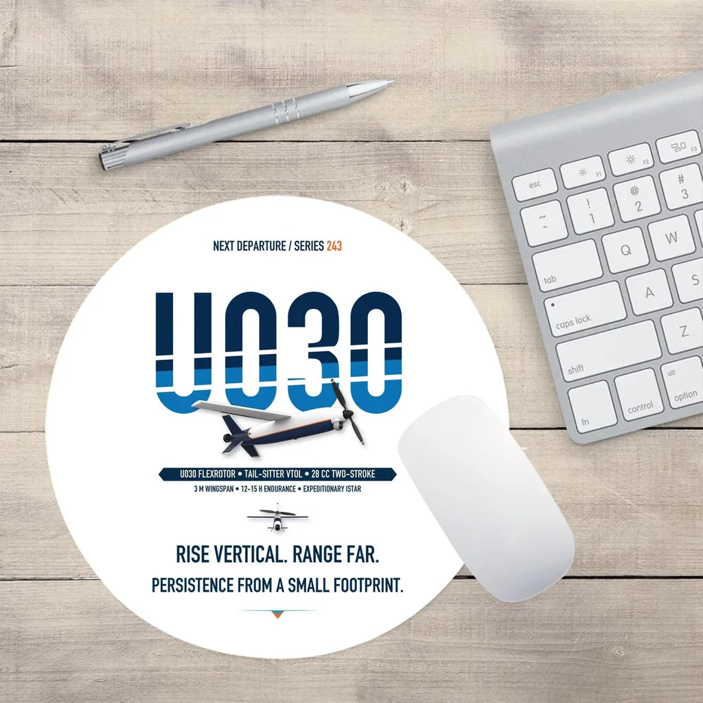 Airbus U030 Flexrotor design on white round mouse pad