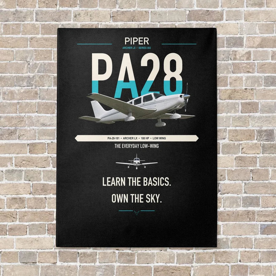 Piper PA-28-181 Archer LX vertical canvas print - no frame - black background