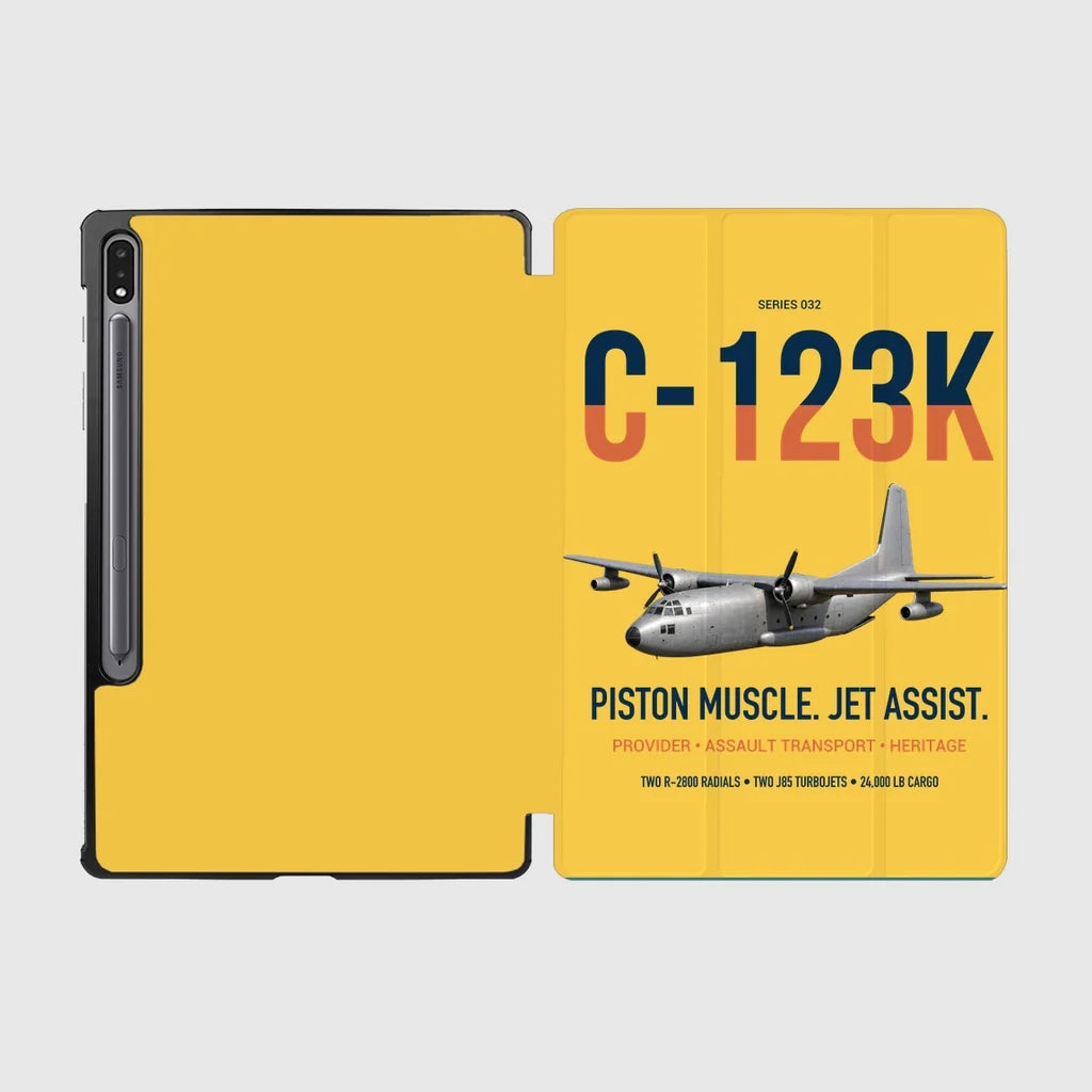 C-123K Provider design on yellow samsung tablet tablet case