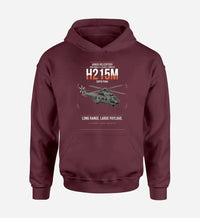 Thumbnail for Airbus H215M design on dark red double-side hoodie, single-side print