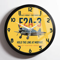 Thumbnail for F2A-3 Buffalo Hold the Line at Midway design on yellow framed wall clock