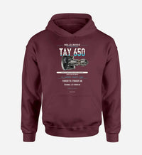 Thumbnail for TAY 650 design on dark red hoodie single side