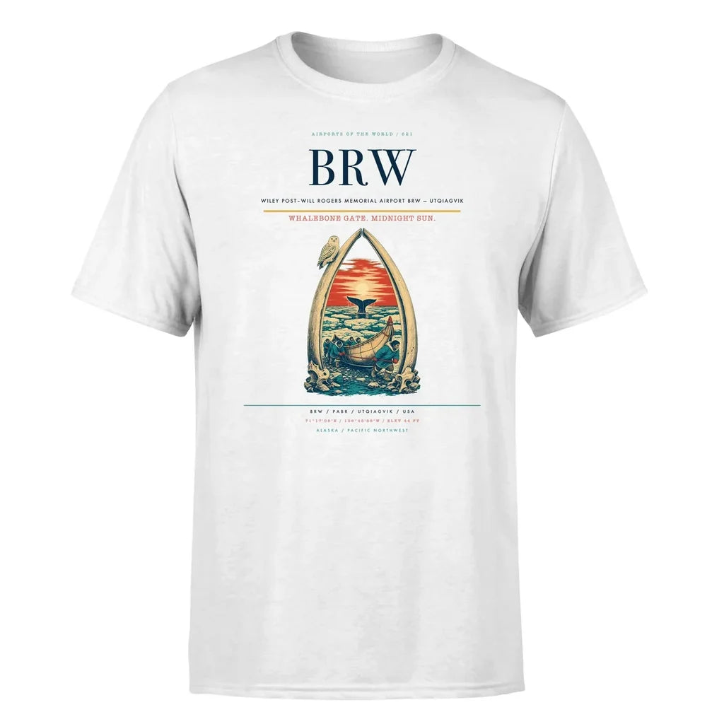 Wiley Post–Will Rogers Memorial Airport (BRW) T-Shirt single-side front print in White | wiley-postwill-rogers-memorial-airport-brw-double-side-t-shirt