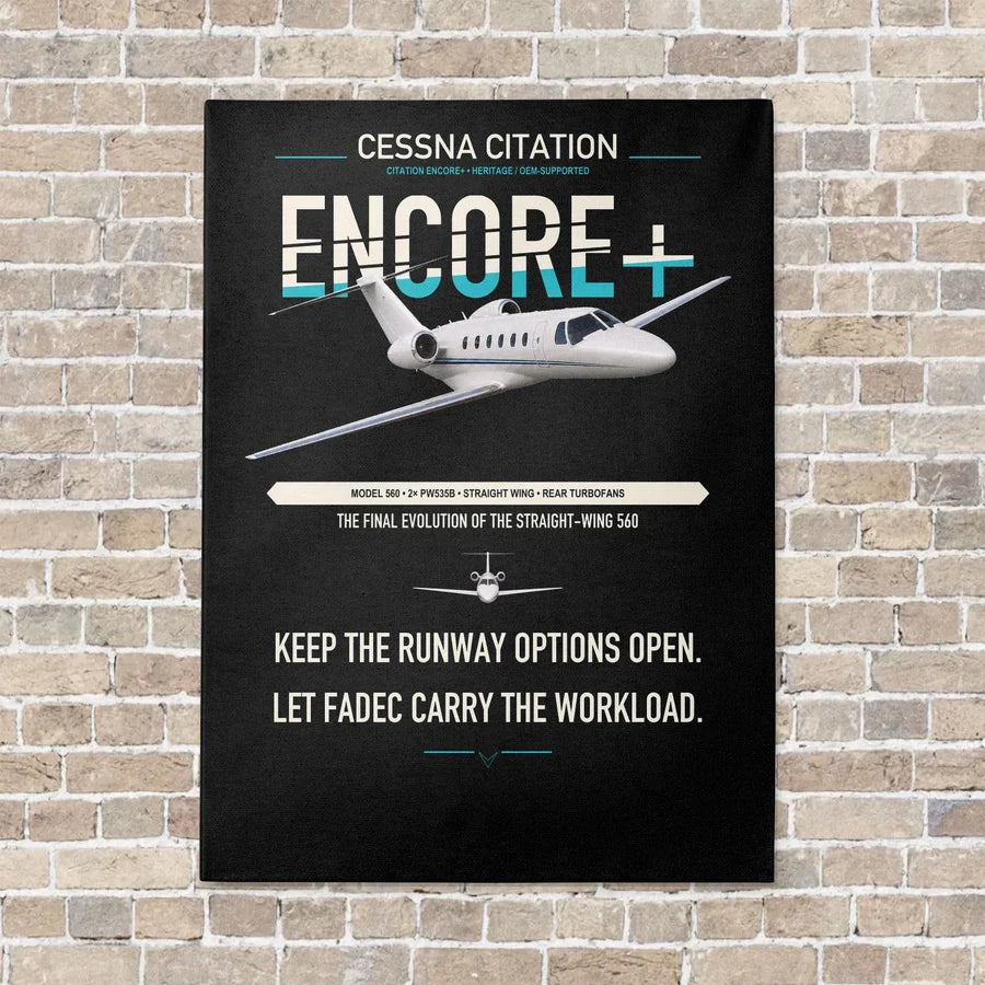 Cessna Citation Encore+ vertical canvas print - no frame - black background