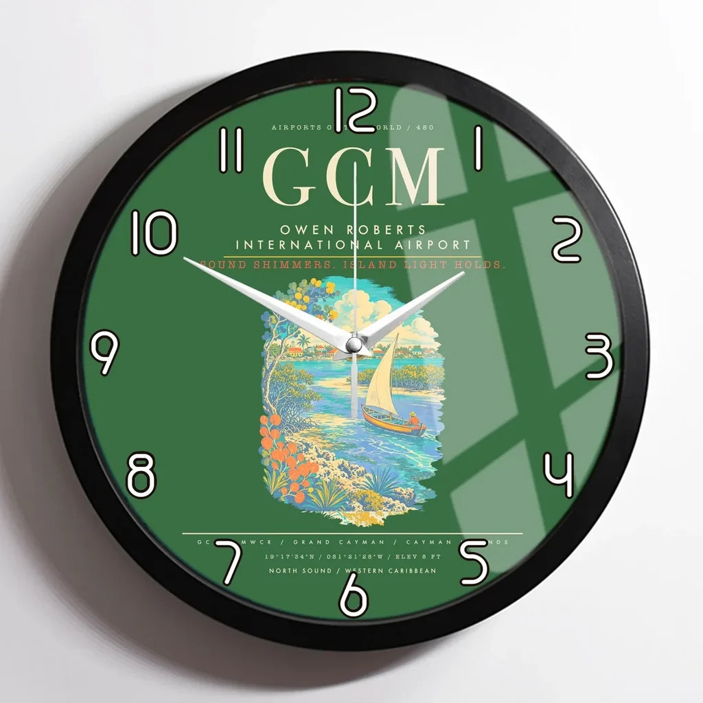 Owen Roberts International Airport GCM Wall-Clock Framed - Green