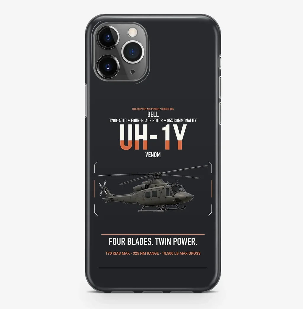 Bell UH-1Y Venom design on black magsafe iphone case, for iPhone Pro Max