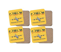 Thumbnail for C-130J-30 Super Hercules design on yellow 4 pieces set coaster