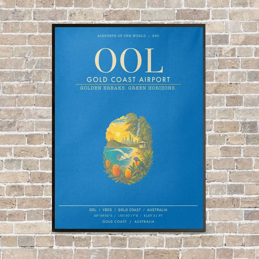 Gold Coast Airport OOL - Canvas Framed - Turquoise