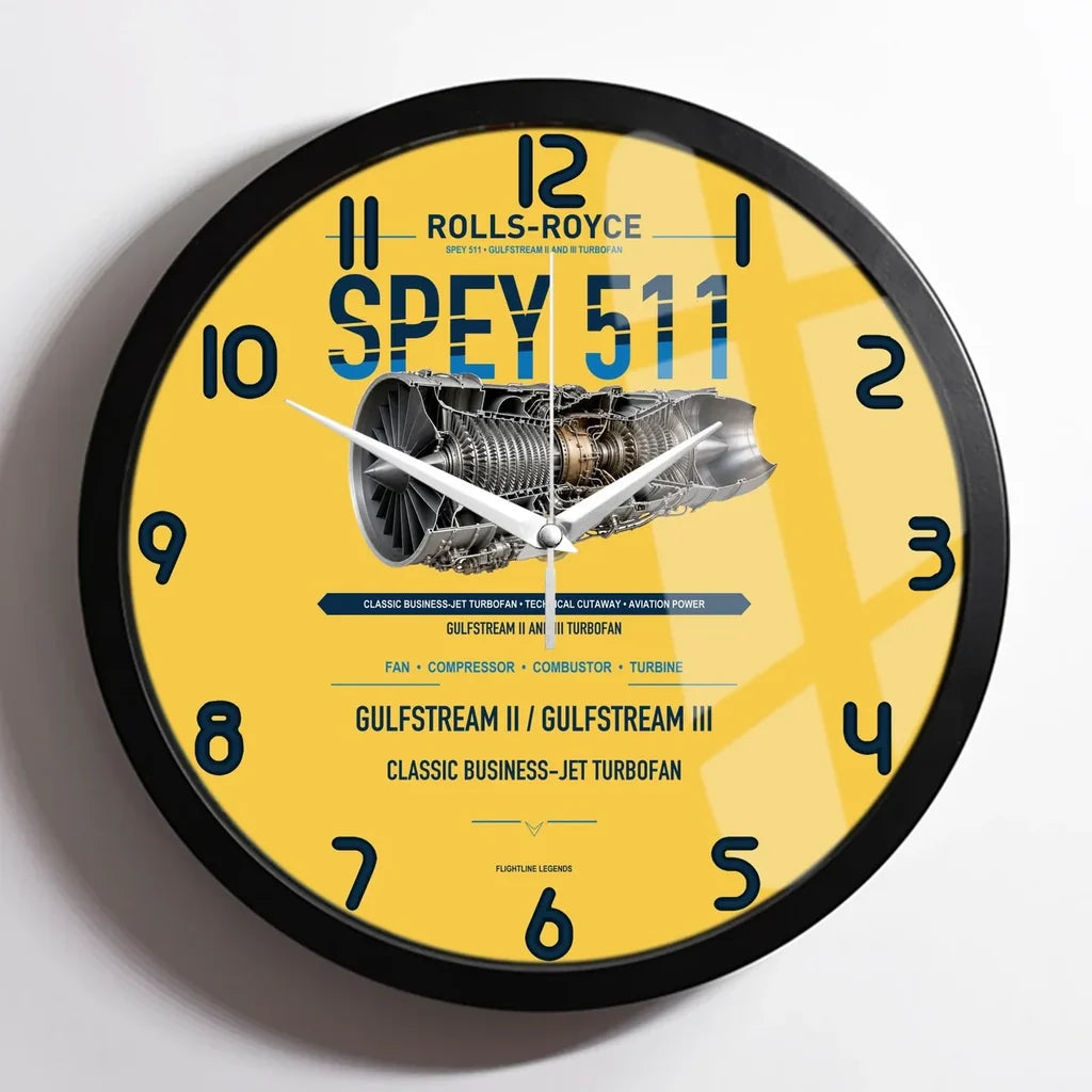 SPEY 511 design on yellow framed wall clock