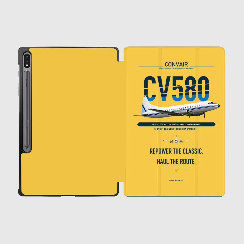 Convair 580 design on yellow samsung tablet tablet case