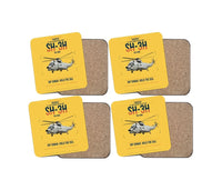 Thumbnail for Sikorsky SH-3H Sea King design on yellow 4 pieces set coaster