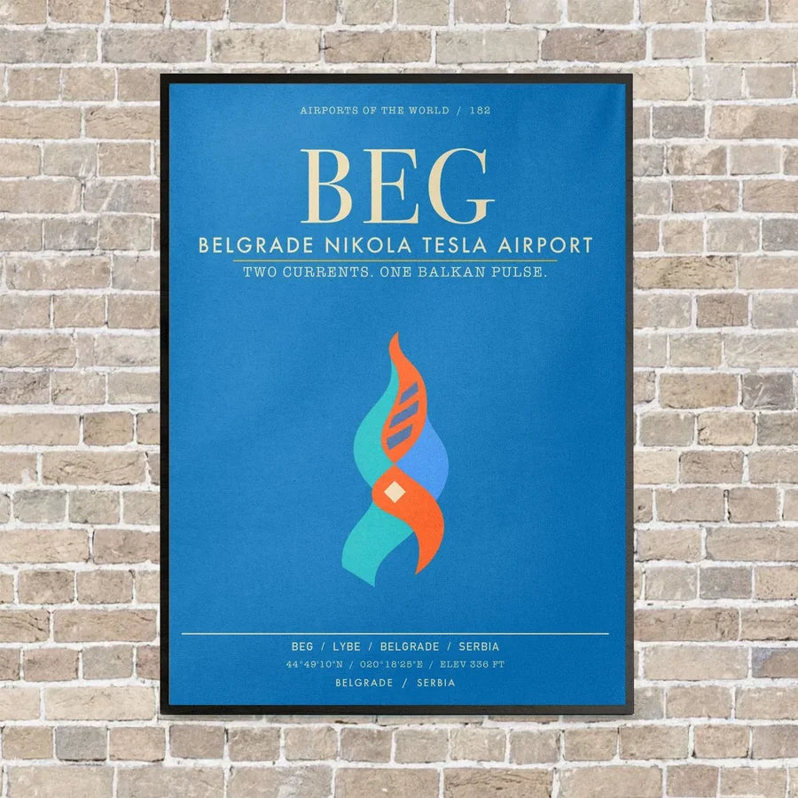 Belgrade Nikola Tesla Airport BEG - Canvas Framed - Turquoise
