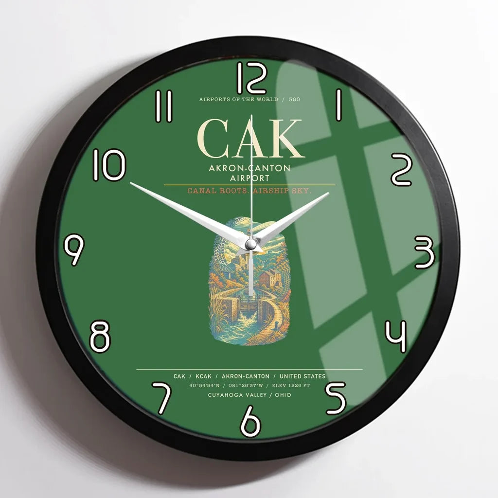 Akron-Canton Airport CAK Wall-Clock Framed - Green