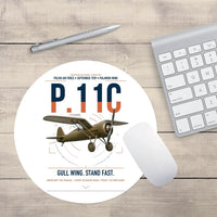 Thumbnail for PZL P.11c design on white round mouse pad
