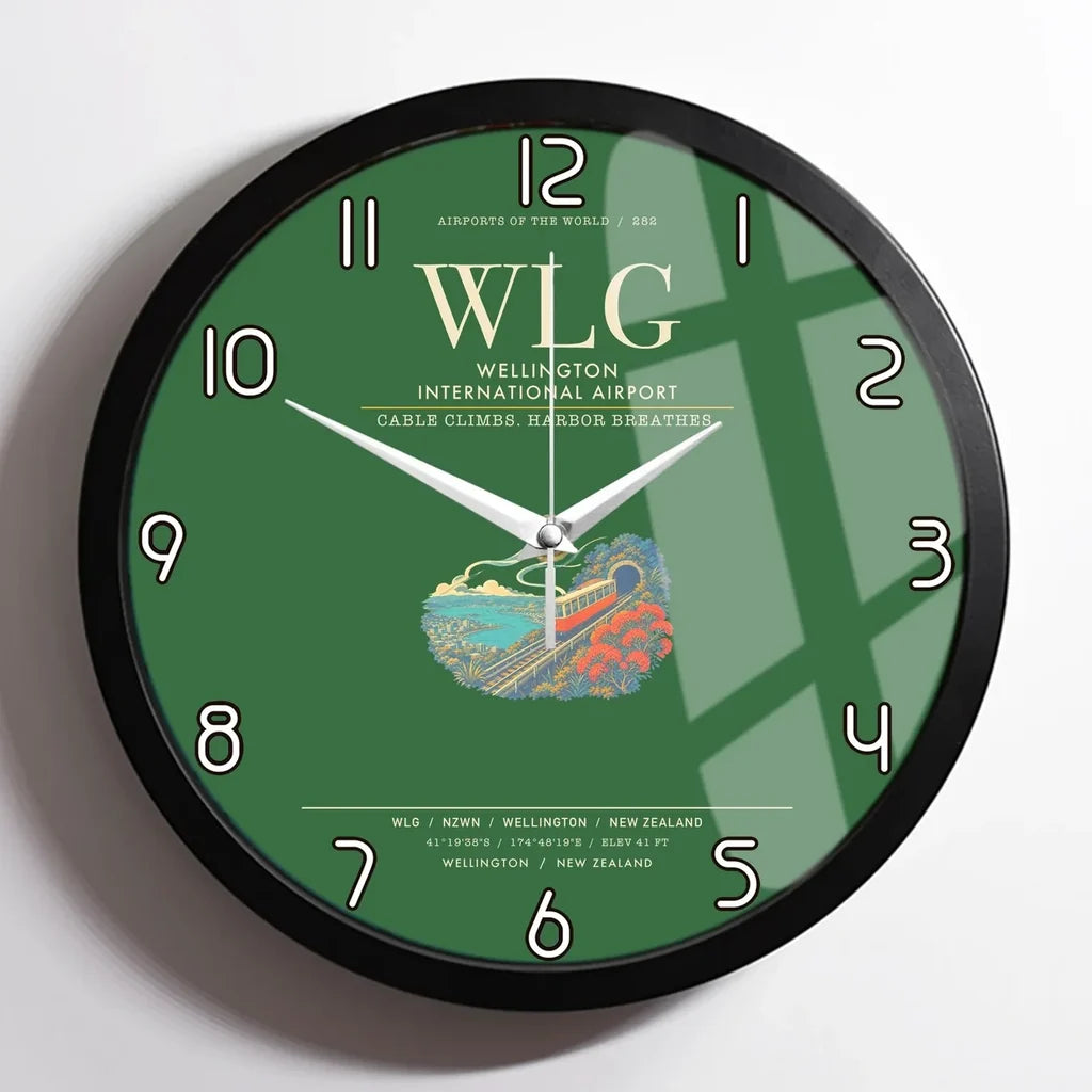 Wellington International Airport WLG Wall-Clock Framed - Green