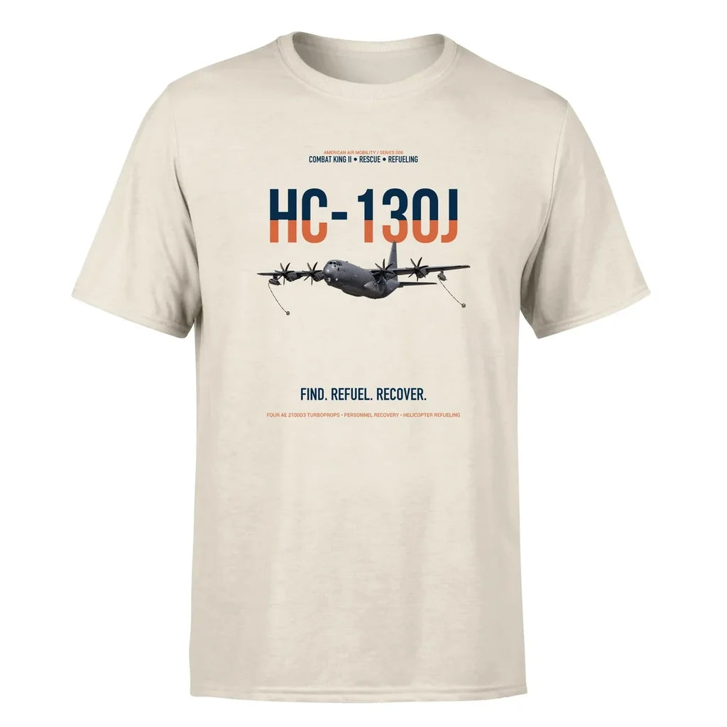 HC-130J COMBAT KING II design on beige double-side t-shirt, single-side print