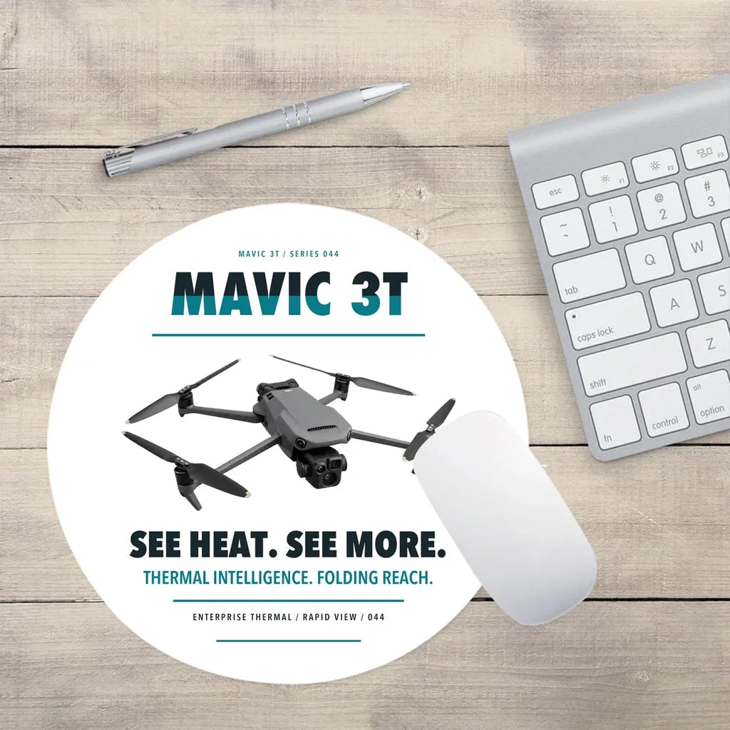 DJI Mavic 3 Thermal design on white round mouse pad