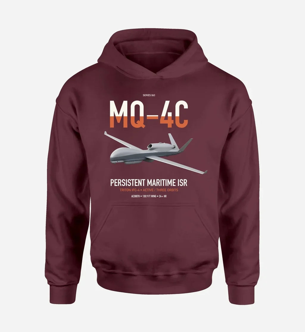 MQ-4C Triton IFC-4 design on dark red double-side hoodie, single-side print