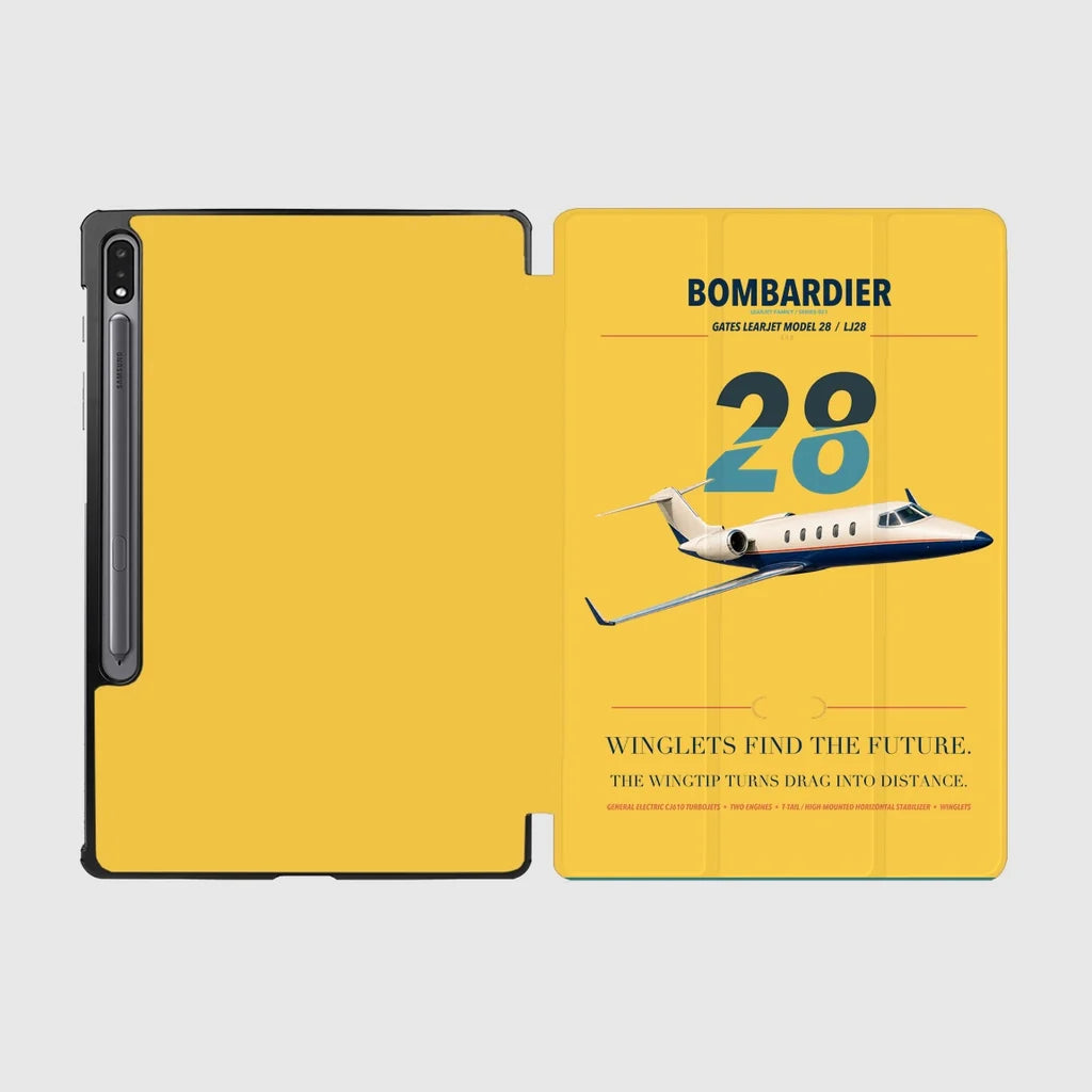 Bombardier Learjet 28 design on yellow samsung tablet tablet case