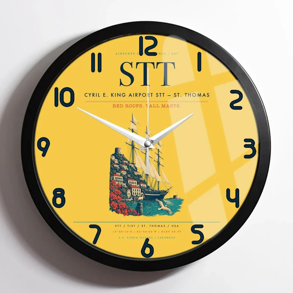 Cyril E. King Airport (STT) design on yellow framed wall clock