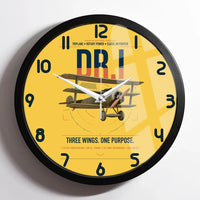 Thumbnail for Fokker Dr.I design on yellow framed wall clock