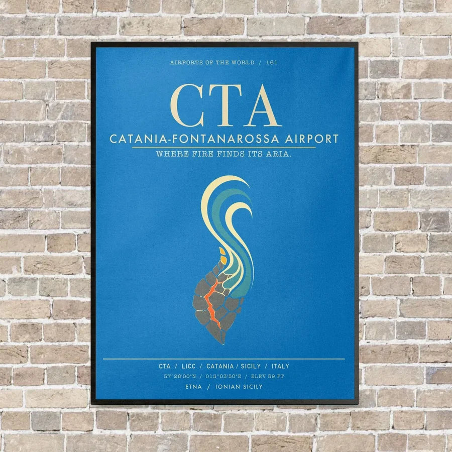 Catania-Fontanarossa Airport CTA - Canvas Framed - Turquoise