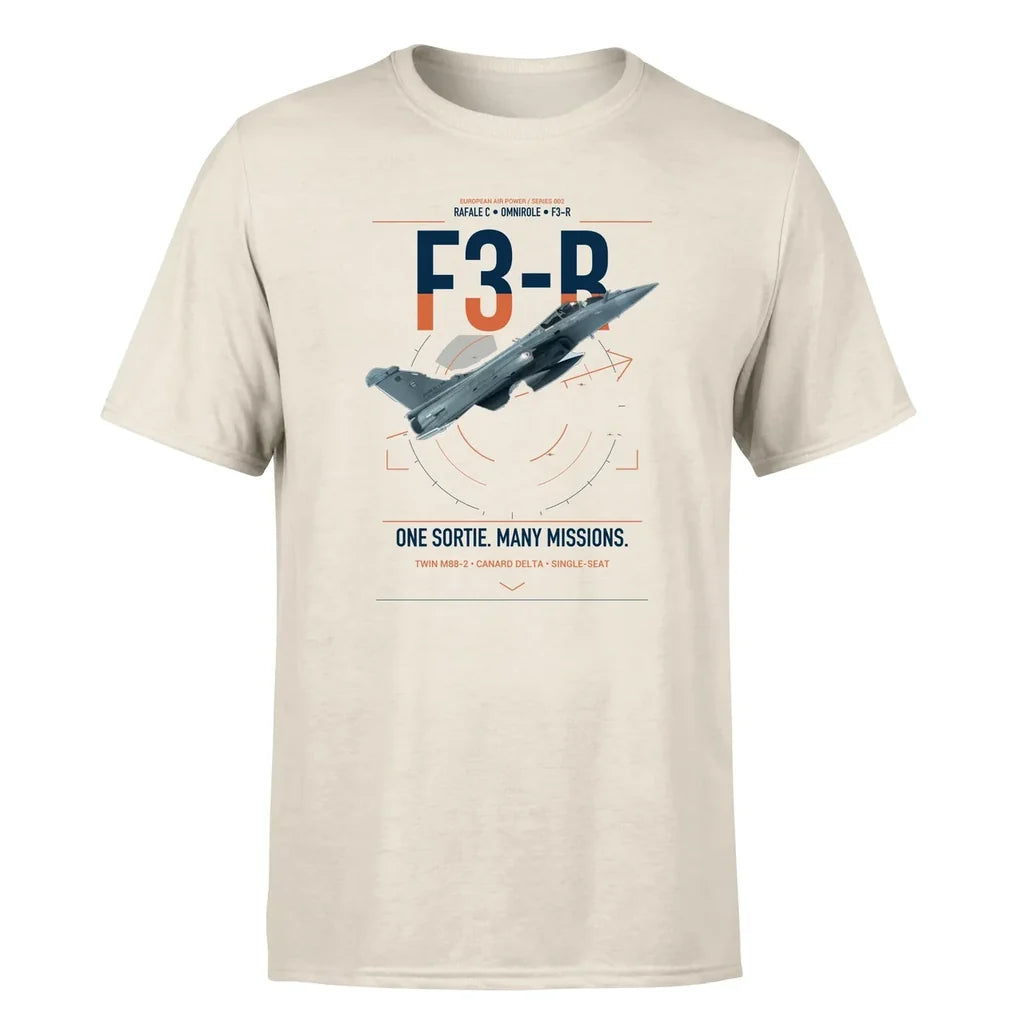 Dassault Rafale C — F3-R standard design on beige t-shirt, single-side print