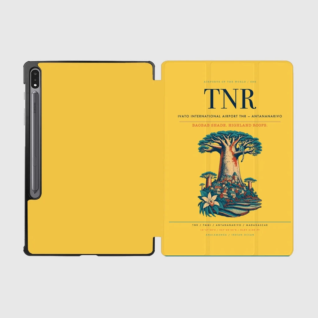 Ivato International Airport (TNR) design on yellow samsung tablet tablet case