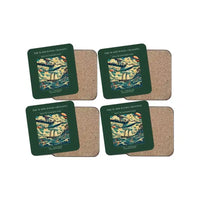 Thumbnail for The Warm Winds Crossing - Designed Coasters design on dark green 4-pieces-set
