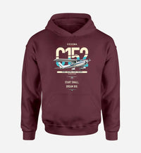 Thumbnail for Cessna 152 design on dark red double-side hoodie, single-side print